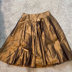 Talbots Brown Knee-Length A-Line Pleated Skirt